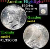 ***Auction Highlight*** 1924-s Peace Dollar $1 Graded ms64 By SEGS (fc)