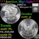 ***Auction Highlight*** 1882-s Morgan Dollar $1 Graded ms66+ pl By SEGS (fc)