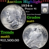 ***Auction Highlight*** 1934-s Peace Dollar $1 Graded ms65 By SEGS (fc)