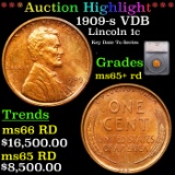 ***Auction Highlight*** 1909-s VDB Lincoln Cent 1c Graded ms65+ rd By SEGS (fc)