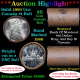 ***Auction Highlight*** Full Roll of Silver 1966 Canadian Dollar with Queen Elizabeth II, 20 Coins