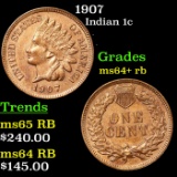 1907 Indian Cent 1c Grades Choice+ Unc RB