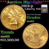 ***Auction Highlight*** 1904-p Gold Liberty Eagle $10 Graded ms65 by SEGS (fc)