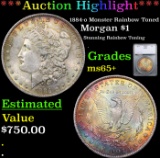 ***Auction Highlight*** 1884-o Morgan Dollar Monster Rainbow Toned $1 Graded ms65+ By SEGS (fc)