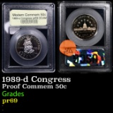 Proof 1989-d Congress Modern Commem Half Dollar 50c Graded GEM++ Proof Deep Cameo BY USCG