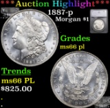 ***Auction Highlight*** 1887-p Morgan Dollar $1 Graded ms66 pl By SEGS (fc)