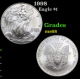 1998 Silver Eagle Dollar $1 Grades GEM+++ Unc