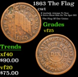 1863 The Flag Civil War Token 1c Grades vf+