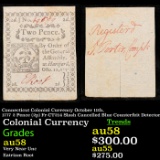 Connecticut Colonial Currency October 11th, 1777 2 Pence (2p) Fr-CT214 Slash Cancelled Blue Counterf