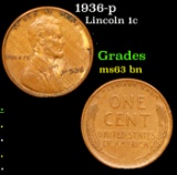 1936-p Lincoln Cent 1c Grades Select Unc BN