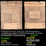 Colonial Currency July 1st, 1775 Connecticut 40 Shillings (40s) Fr-CT193 Printed By T. Green Grades