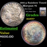 1881-p Morgan Dollar Rainbow Toned $1 Graded ms64+ By SEGS