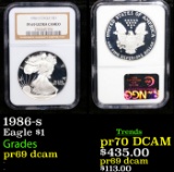 Proof NGC 1986-s Silver Eagle Dollar $1 Graded pr69 dcam By NGC