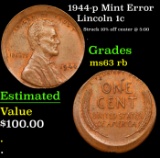 1944-p Lincoln Cent Mint Error 1c Grades Select Unc RB