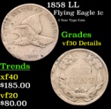 1858 LL Flying Eagle Cent 1c Grades VF Details