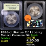 1986-d Statue Of Liberty Modern Commem Half Dollar 50c Graded ms70, Perfection BY USCG
