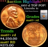 ***Auction Highlight*** 1957-d Lincoln Cent TOP POP! 1c Graded ms67+ rd By SEGS (fc)