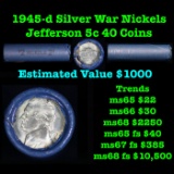 Jefferson War Nickel Shotgun Roll in Old Bank Style  Wrapper 1945-d