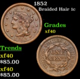 1852 Braided Hair Large Cent 1c Grades xf