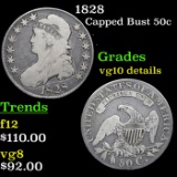 1828 Capped Bust Half Dollar 50c Grades vg details