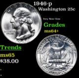 1946-p Washington Quarter 25c Grades Choice+ Unc