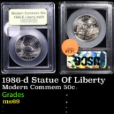 1986-d Statue Of Liberty Modern Commem Half Dollar 50c Graded ms69 BY USCG