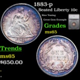 1883-p Seated Liberty Dime 10c Graded ms65 By SEGS