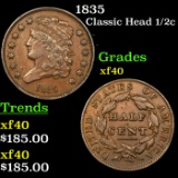 1835 Classic Head half cent 1/2c Grades xf