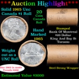 ***Auction Highlight*** Full Roll of Silver 1965 Canadian Dollar with Queen Elizabeth II, 20 Coins i