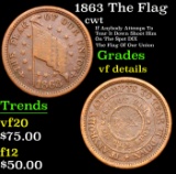 1863 The Flag Civil War Token 1c Grades vf details