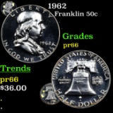 Proof 1962 Franklin Half Dollar 50c Grades GEM+ Proof