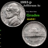 1983-p Jefferson Nickel 5c Grades Choice+ Unc
