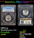 ***Auction Highlight*** PCGS 1961-p Washington Quarter 25c Graded ms66 By PCGS (fc)