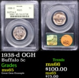 PCGS 1938-d Buffalo Nickel OGH 5c Graded ms65 By PCGS