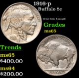 1916-p Buffalo Nickel 5c Grades GEM Unc