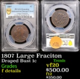 PCGS 1807 Large Fraciton Draped Bust Large Cent 1c Graded f details By PCGS