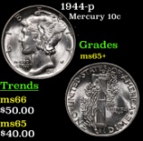 1944-p Mercury Dime 10c Grades GEM+ Unc