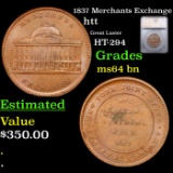 1837 Merchants Exchange Hard Times Token 1c Graded ms64 bn By SEGS