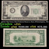 1934A $20 Green Seal Federal Reserve Note (Philadelphia, PA) Grades vf+