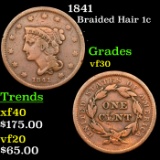 1841 Braided Hair Large Cent 1c Grades vf++