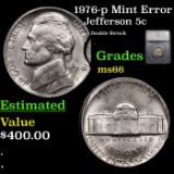 1976-p Jefferson Nickel Mint Error 5c Grades GEM+ Unc By SEGS