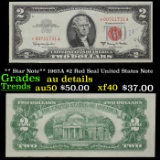 ** Star Note** 1963A $2 Red Seal United States Note Grades AU Details