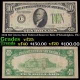 1934 $10 Green Seal Federal Reserve Note (Philadelphia, PA) Grades vf+