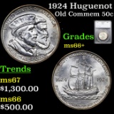 1924 Huguenot Old Commem Half Dollar 50c Graded ms66+ By SEGS