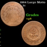 1864 Large Motto Two Cent Piece 2c Grades vg, very good