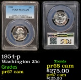 Proof PCGS 1954-p Washington Quarter 25c Graded pr67 cam By PCGS