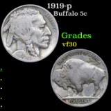 1919-p Buffalo Nickel 5c Grades vf++