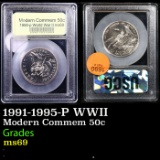 1991-1995-P WWII Modern Commem Half Dollar 50c Graded Gem+++++ Unc BY USCG