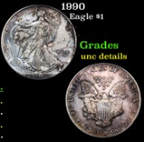 1990 Silver Eagle Dollar $1 Grades Unc Details