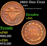 1863 One Cent Civil War Token 1c Grades vf+